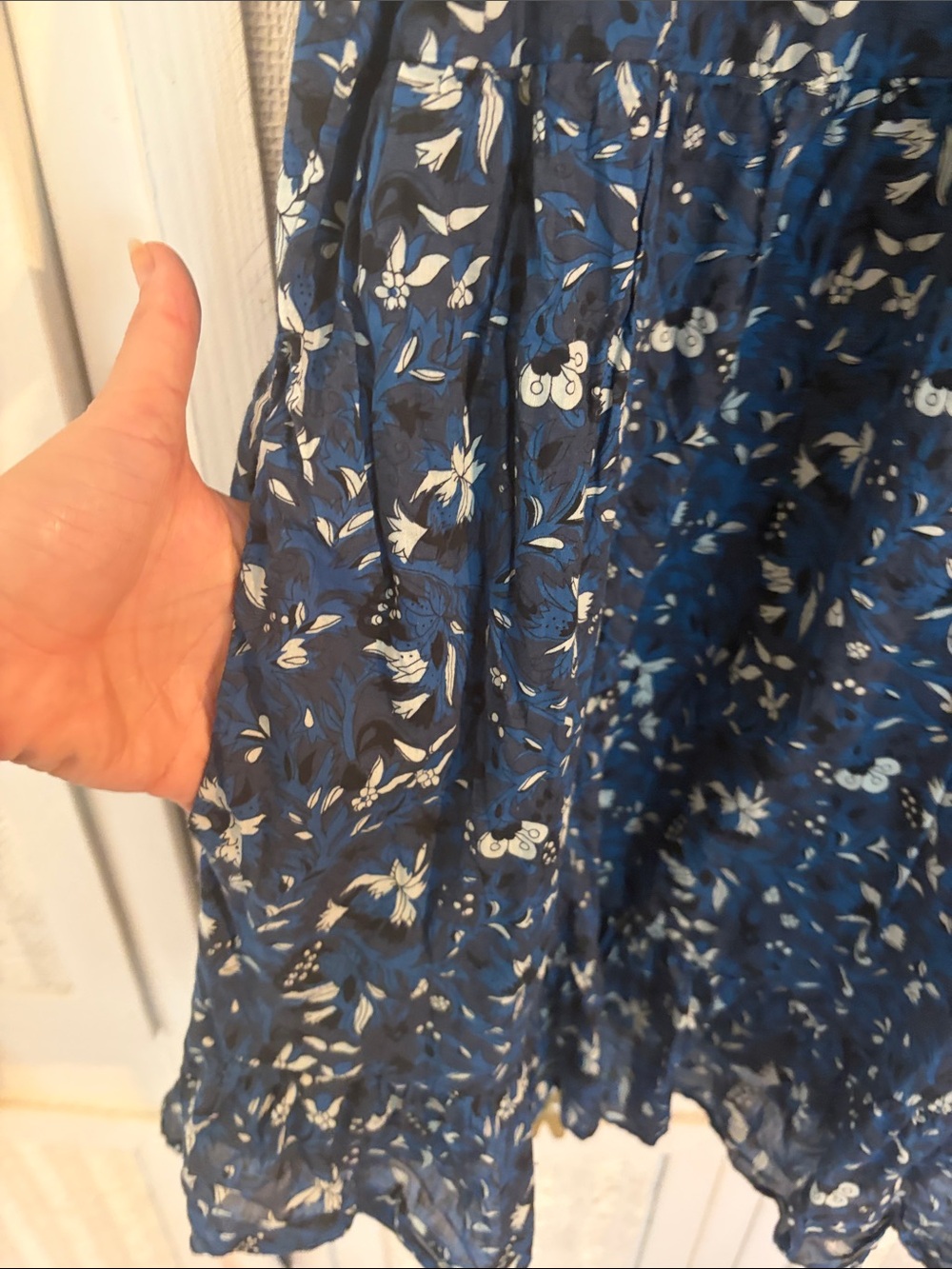 Blue Anthropologie Othilia Blue Floral Cotton Dress 1x - Picture 8 of 10